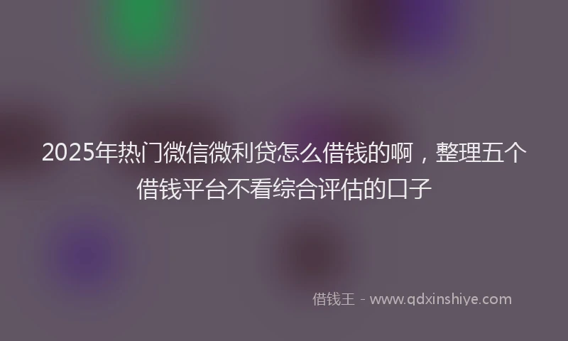 2025年热门微信微利贷怎么借钱的啊，整理五个借钱平台不看综合评估的口子