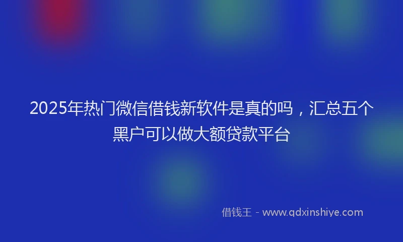 2025年热门微信借钱新软件是真的吗，汇总五个黑户可以做大额贷款平台