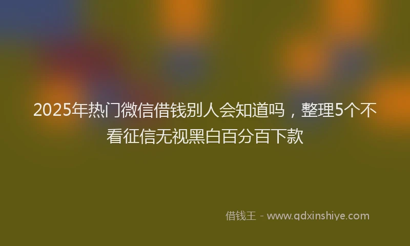 2025年热门微信借钱别人会知道吗，整理5个不看征信无视黑白百分百下款