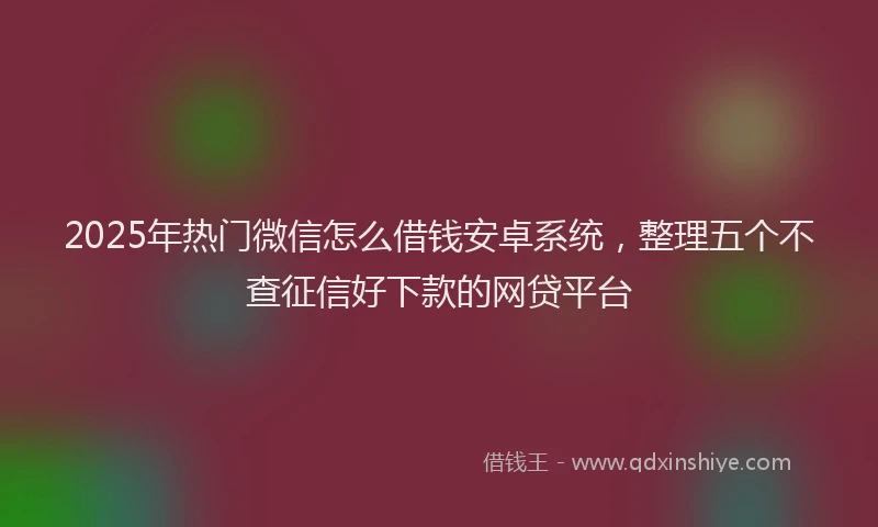 2025年热门微信怎么借钱安卓系统，整理五个不查征信好下款的网贷平台