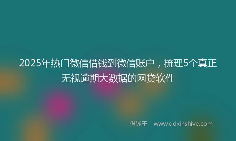 2025年热门微信借钱到微信账户，梳理5个真正无视逾期大数据的网贷软件