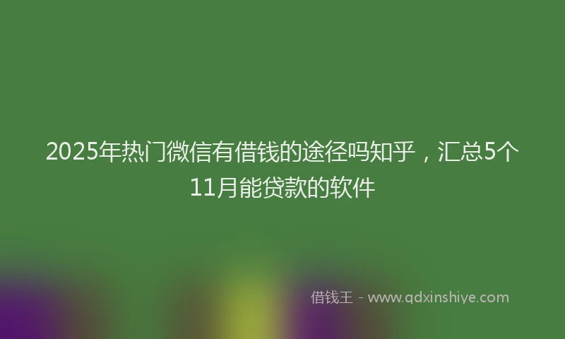 2025年热门微信有借钱的途径吗知乎，汇总5个11月能贷款的软件