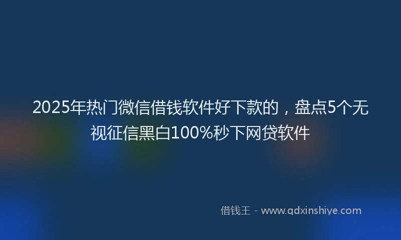 2025年热门微信借钱软件好下款的，盘点5个无视征信黑白100%秒下网贷软件