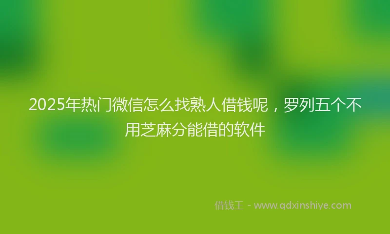 2025年热门微信怎么找熟人借钱呢，罗列五个不用芝麻分能借的软件
