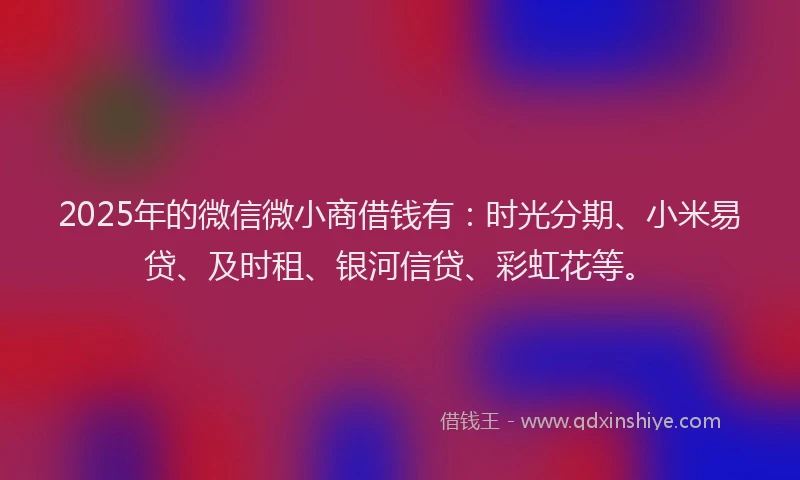 2025年的微信微小商借钱有：时光分期、小米易贷、及时租、银河信贷、彩虹花等。