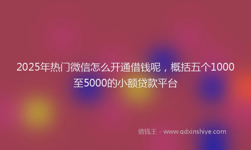 2025年热门微信怎么开通借钱呢，概括五个1000至5000的小额贷款平台