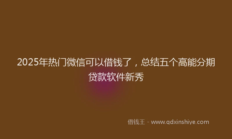 2025年热门微信可以借钱了，总结五个高能分期贷款软件新秀