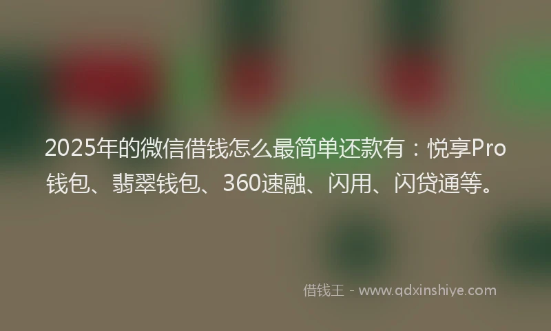 2025年的微信借钱怎么最简单还款有：悦享Pro钱包、翡翠钱包、360速融、闪用、闪贷通等。