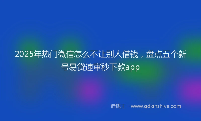 2025年热门微信怎么不让别人借钱，盘点五个新号易贷速审秒下款app