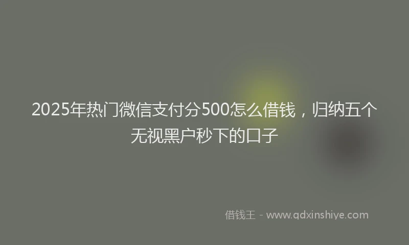 2025年热门微信支付分500怎么借钱，归纳五个无视黑户秒下的口子