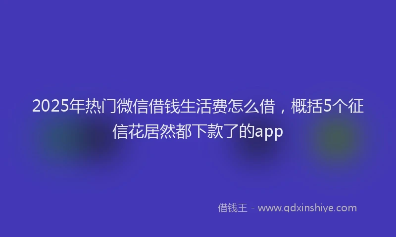 2025年热门微信借钱生活费怎么借，概括5个征信花居然都下款了的app