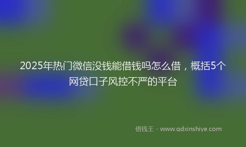 2025年热门微信没钱能借钱吗怎么借，概括5个网贷口子风控不严的平台