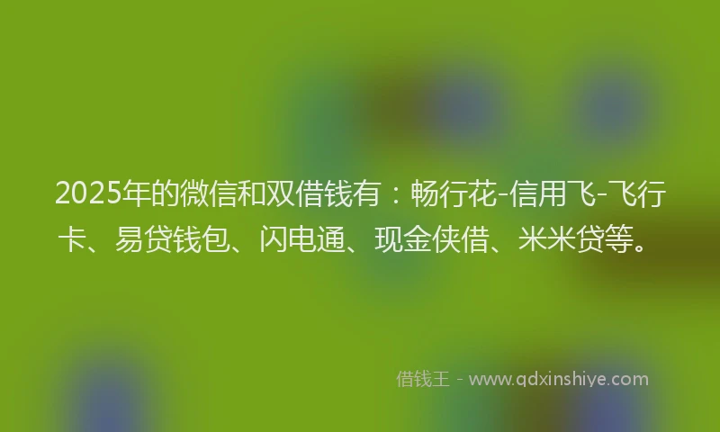 2025年的微信和双借钱有：畅行花-信用飞-飞行卡、易贷钱包、闪电通、现金侠借、米米贷等。