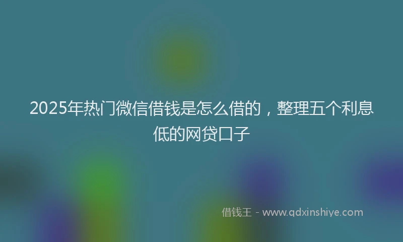 2025年热门微信借钱是怎么借的，整理五个利息低的网贷口子