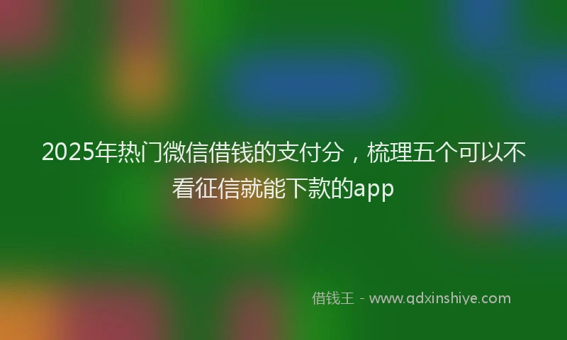 2025年热门微信借钱的支付分，梳理五个可以不看征信就能下款的app