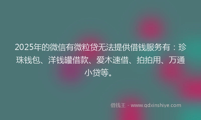 2025年的微信有微粒贷无法提供借钱服务有：珍珠钱包、洋钱罐借款、爱木速借、拍拍用、万通小贷等。