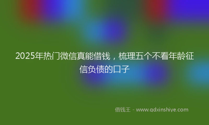 2025年热门微信真能借钱，梳理五个不看年龄征信负债的口子