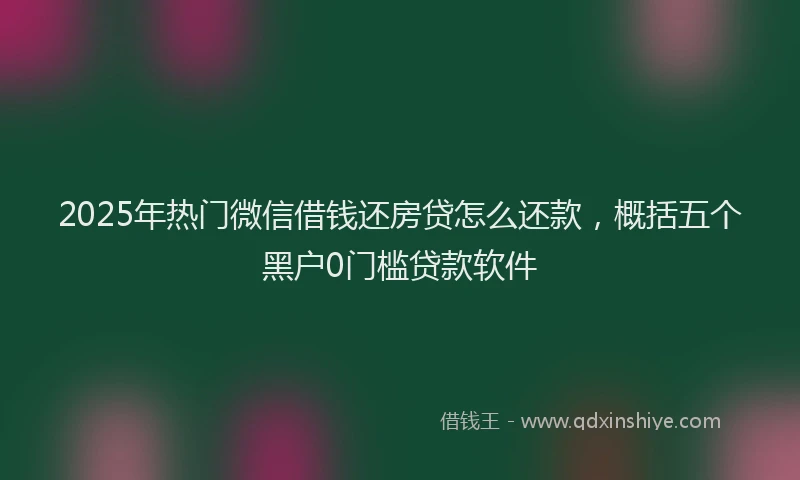 2025年热门微信借钱还房贷怎么还款，概括五个黑户0门槛贷款软件