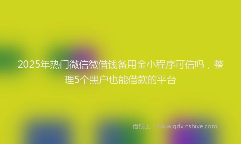 2025年热门微信微借钱备用金小程序可信吗，整理5个黑户也能借款的平台