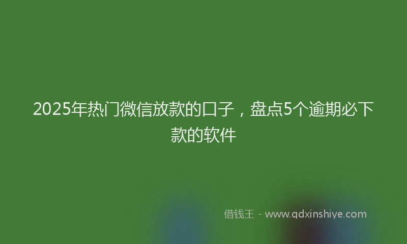 2025年热门微信放款的口子，盘点5个逾期必下款的软件