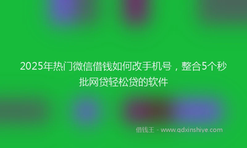 2025年热门微信借钱如何改手机号，整合5个秒批网贷轻松贷的软件