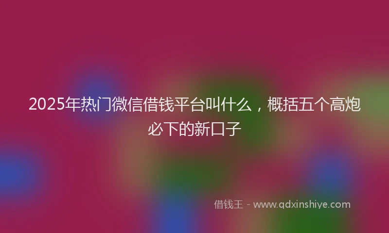 2025年热门微信借钱平台叫什么，概括五个高炮必下的新口子