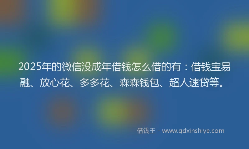 2025年的微信没成年借钱怎么借的有：借钱宝易融、放心花、多多花、森森钱包、超人速贷等。