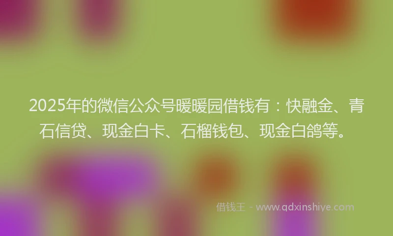 2025年的微信公众号暖暖园借钱有：快融金、青石信贷、现金白卡、石榴钱包、现金白鸽等。