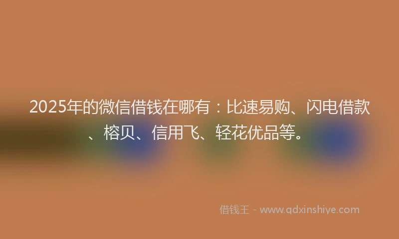 2025年的微信借钱在哪有：比速易购、闪电借款、榕贝、信用飞、轻花优品等。