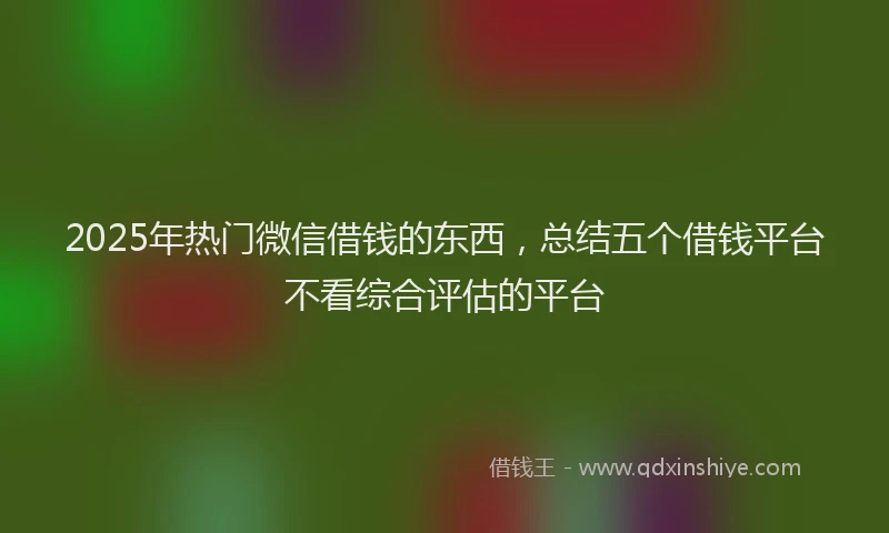 2025年热门微信借钱的东西，总结五个借钱平台不看综合评估的平台
