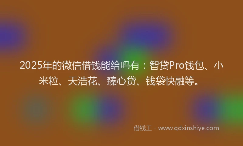 2025年的微信借钱能给吗有：智贷Pro钱包、小米粒、天浩花、臻心贷、钱袋快融等。