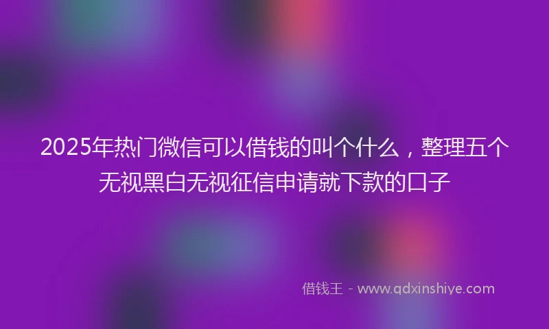 2025年热门微信可以借钱的叫个什么，整理五个无视黑白无视征信申请就下款的口子