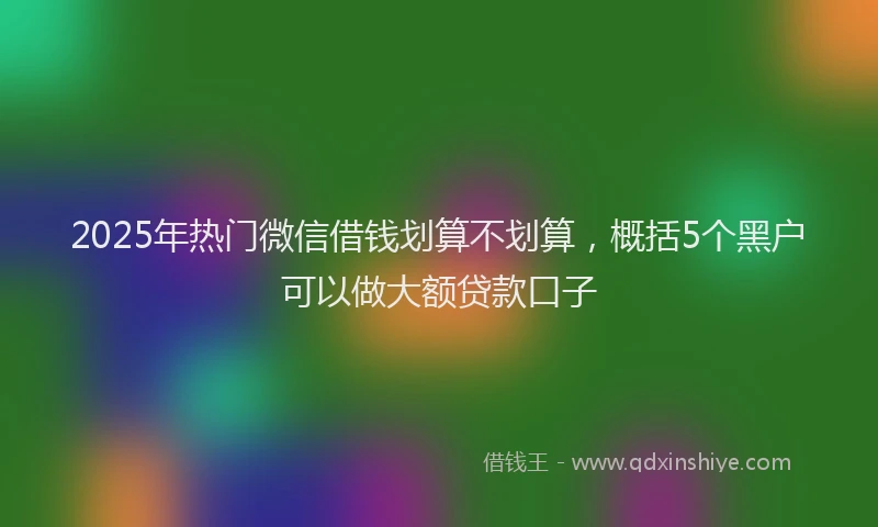 2025年热门微信借钱划算不划算，概括5个黑户可以做大额贷款口子