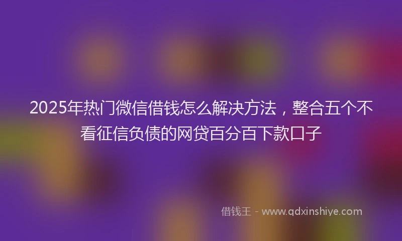 2025年热门微信借钱怎么解决方法，整合五个不看征信负债的网贷百分百下款口子