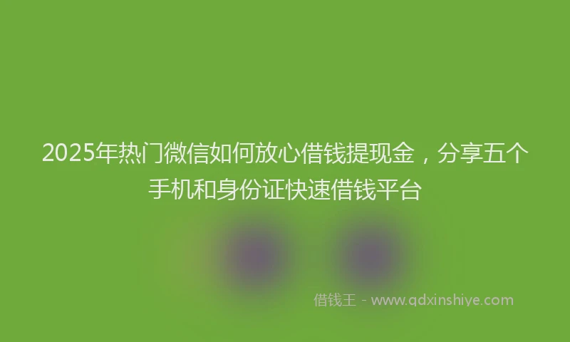 2025年热门微信如何放心借钱提现金，分享五个手机和身份证快速借钱平台