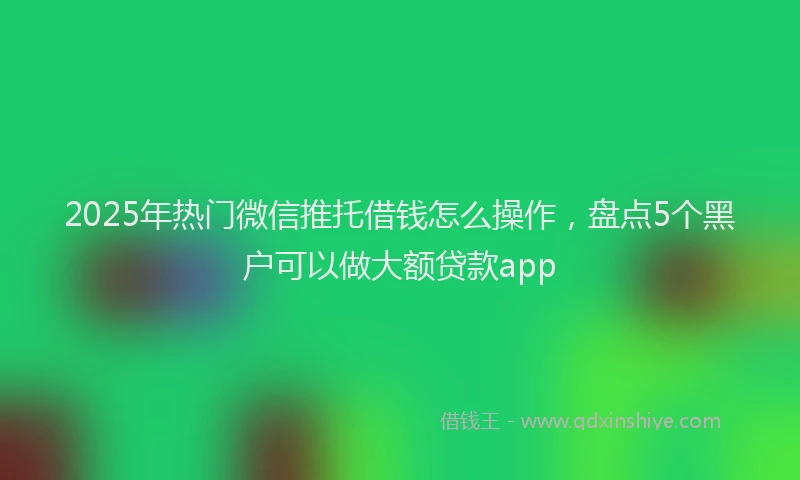 2025年热门微信推托借钱怎么操作，盘点5个黑户可以做大额贷款app