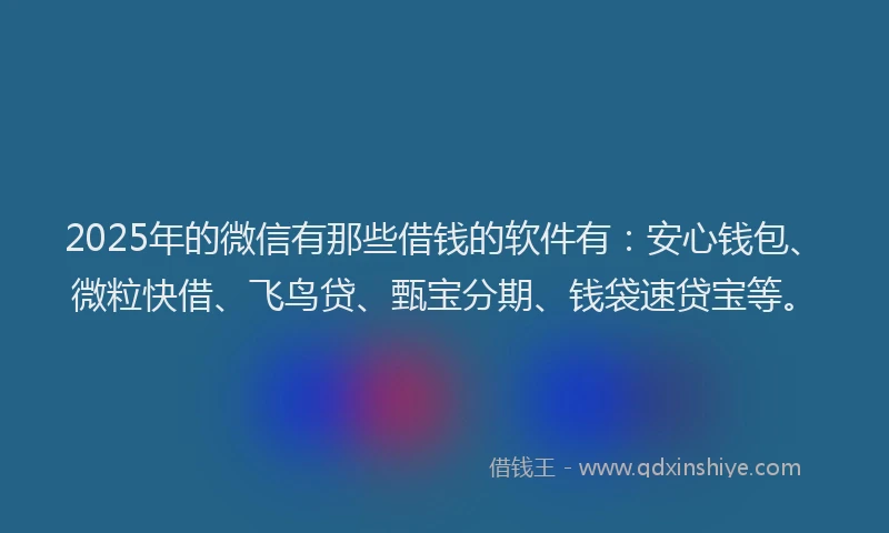 2025年的微信有那些借钱的软件有：安心钱包、微粒快借、飞鸟贷、甄宝分期、钱袋速贷宝等。