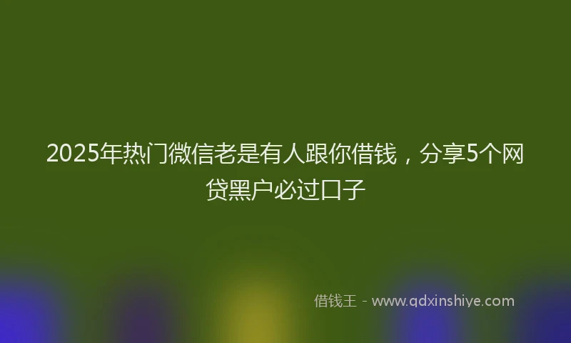 2025年热门微信老是有人跟你借钱，分享5个网贷黑户必过口子