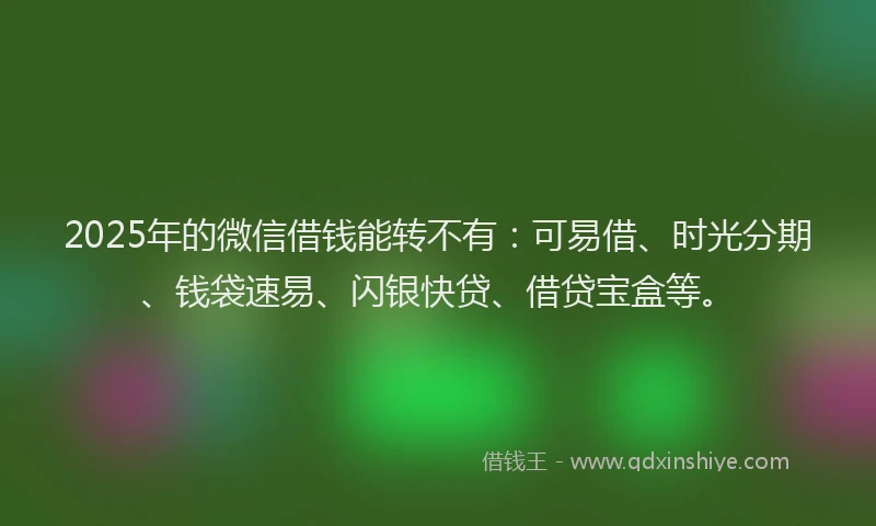2025年的微信借钱能转不有：可易借、时光分期、钱袋速易、闪银快贷、借贷宝盒等。