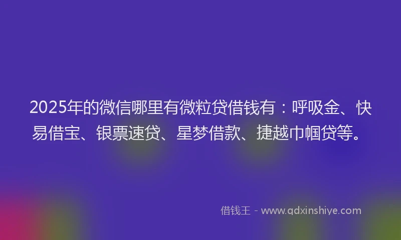 2025年的微信哪里有微粒贷借钱有：呼吸金、快易借宝、银票速贷、星梦借款、捷越巾帼贷等。