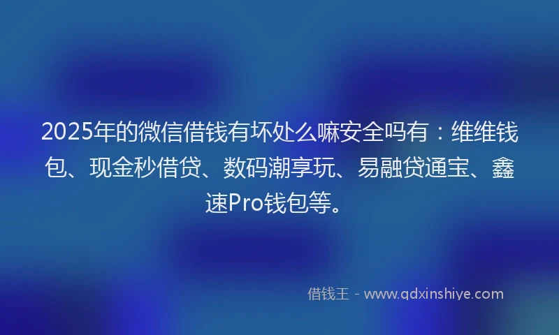 2025年的微信借钱有坏处么嘛安全吗有：维维钱包、现金秒借贷、数码潮享玩、易融贷通宝、鑫速Pro钱包等。