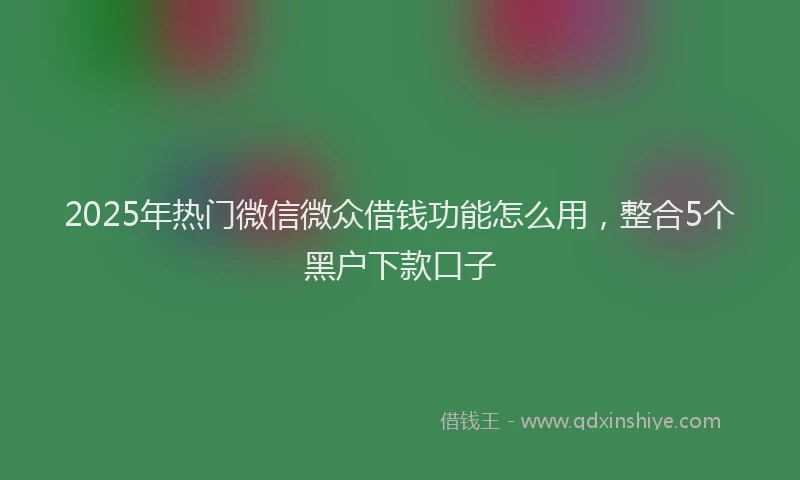 2025年热门微信微众借钱功能怎么用，整合5个黑户下款口子