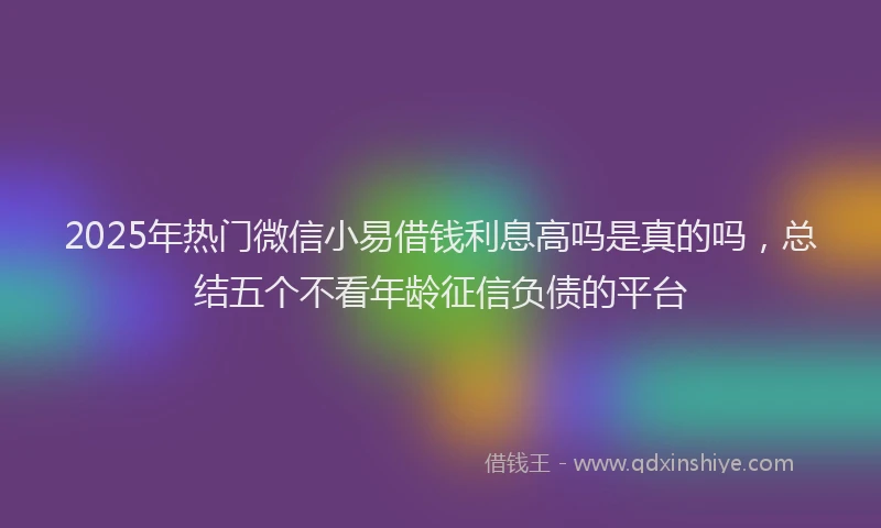 2025年热门微信小易借钱利息高吗是真的吗，总结五个不看年龄征信负债的平台