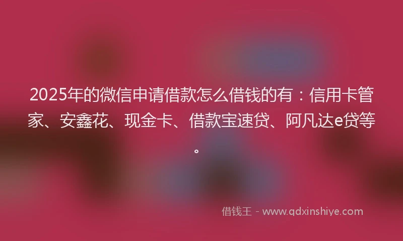 2025年的微信申请借款怎么借钱的有：信用卡管家、安鑫花、现金卡、借款宝速贷、阿凡达e贷等。