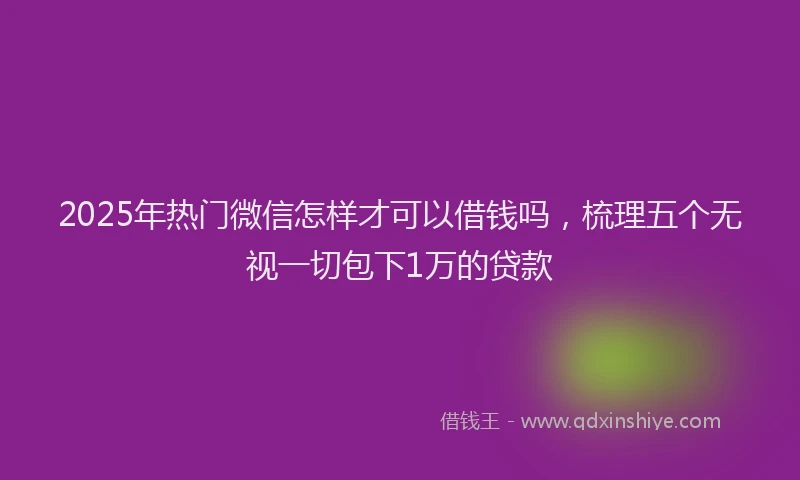 2025年热门微信怎样才可以借钱吗，梳理五个无视一切包下1万的贷款