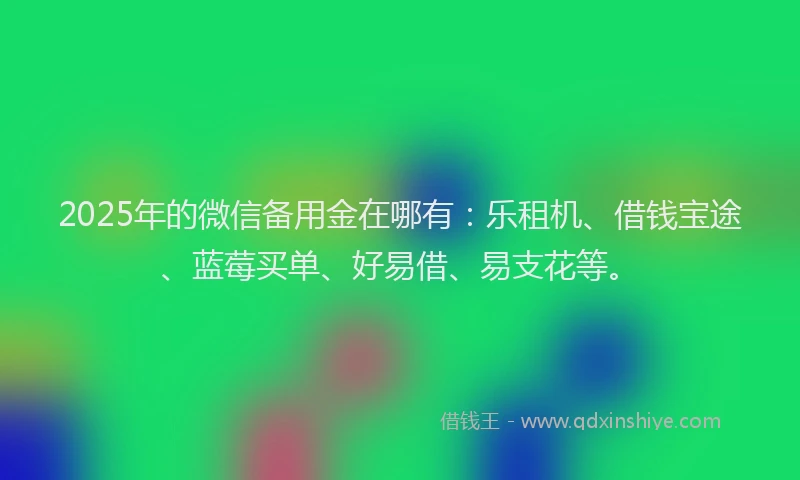 2025年的微信备用金在哪有：乐租机、借钱宝途、蓝莓买单、好易借、易支花等。