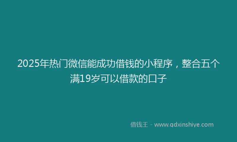 2025年热门微信能成功借钱的小程序，整合五个满19岁可以借款的口子