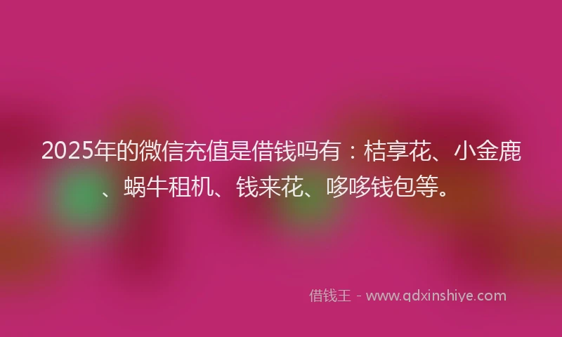 2025年的微信充值是借钱吗有：桔享花、小金鹿、蜗牛租机、钱来花、哆哆钱包等。