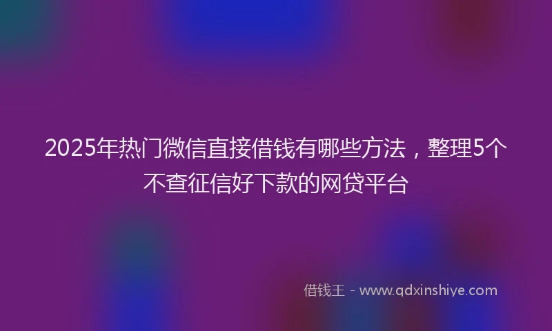 2025年热门微信直接借钱有哪些方法，整理5个不查征信好下款的网贷平台