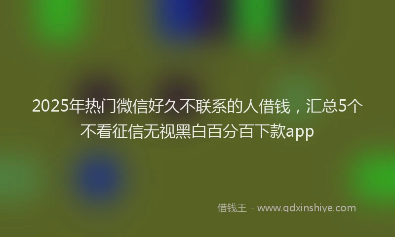 2025年热门微信好久不联系的人借钱，汇总5个不看征信无视黑白百分百下款app